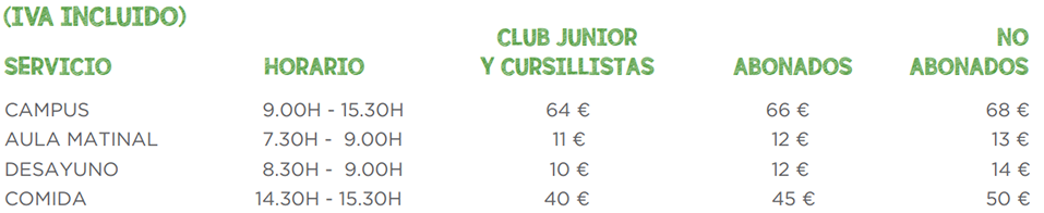 precios campus de verano precios campus de verano