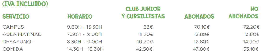 precios campus de verano