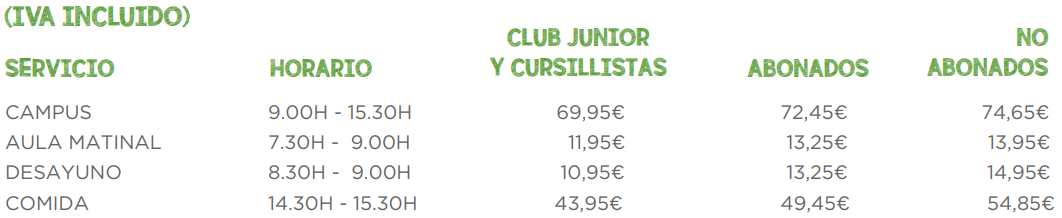 precios campus de verano