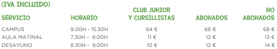 precios campus de verano precios campus de verano