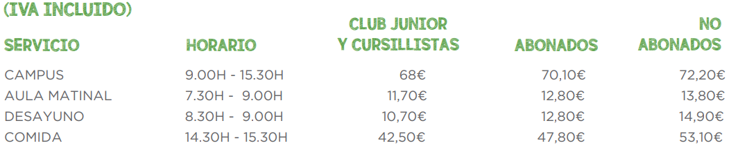 precios campus de verano